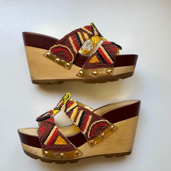 Vince Camuto Tribal Beaded Wedges - Picture 3 of 5